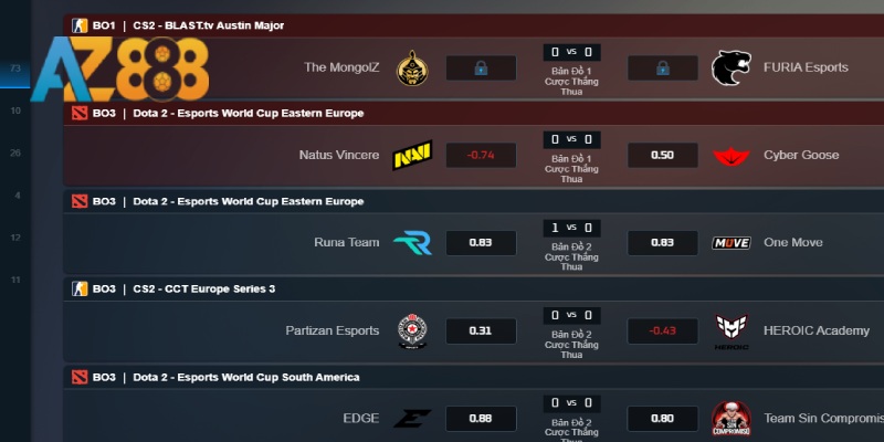 Đa dạng trò chơi esport, cập nhập liên tục mỗi ngày