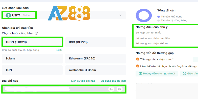 Nạp tiền AZ888 3 Gửi tiền USTD nhanh chóng cho người chơi hiện đại